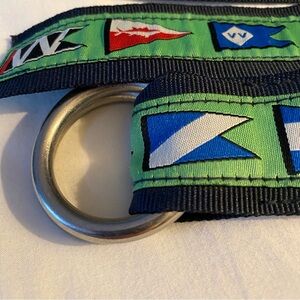 Vineyard Vines Belt men’s L Colorful Woven Canvas Leather Sailing Preppy d-ring